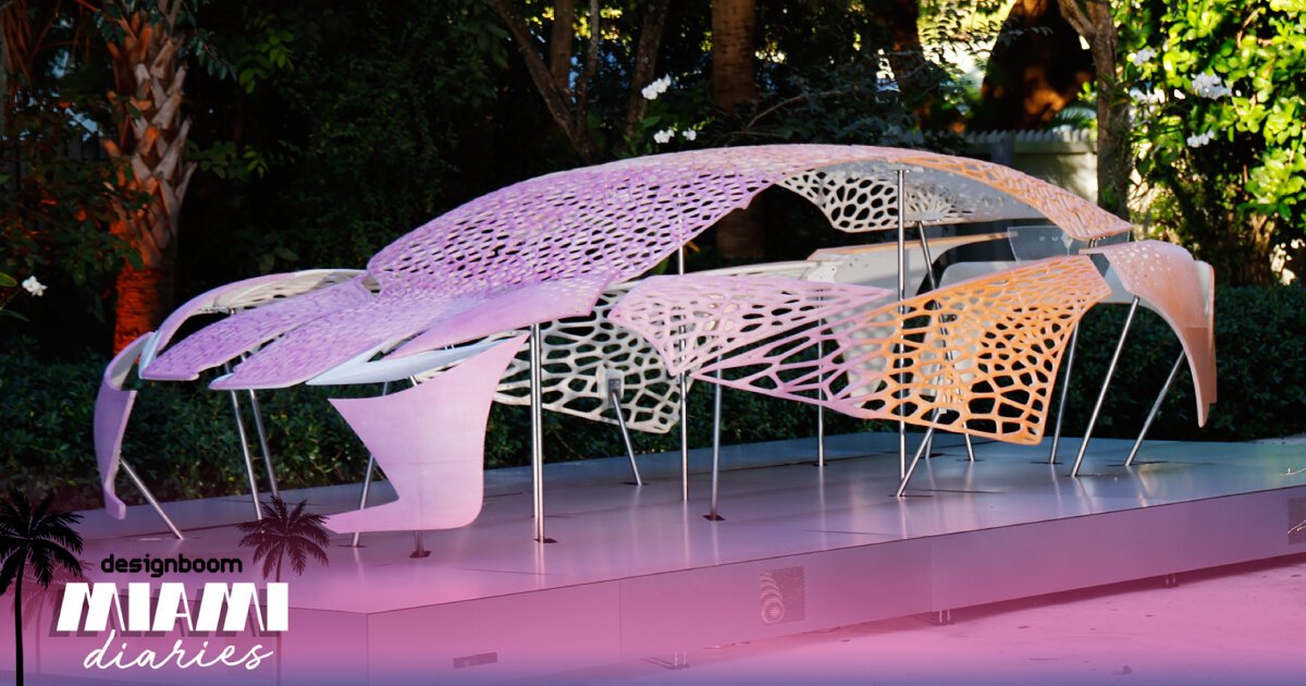 crafting plastics 3D prints lexus car as bio-based installation in miami