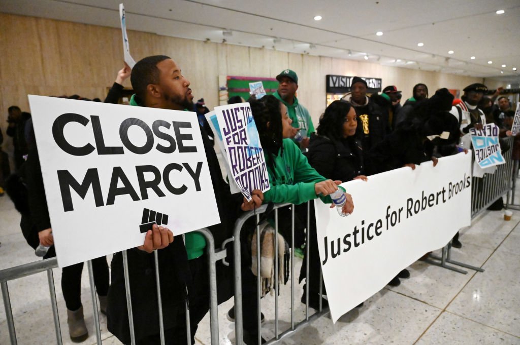 Protest against Marcy Correctional Facility after beating death of Robert Brooks