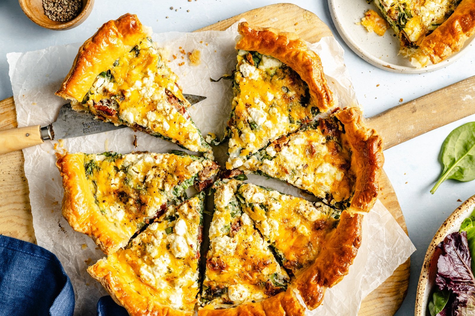 Sun-Dried Tomato & Basil Puff Pastry Quiche